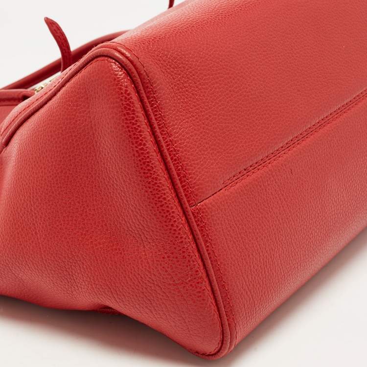 Pre Owned CH Carolina Herrera Red Leather Tempo Collection Adagio Tote