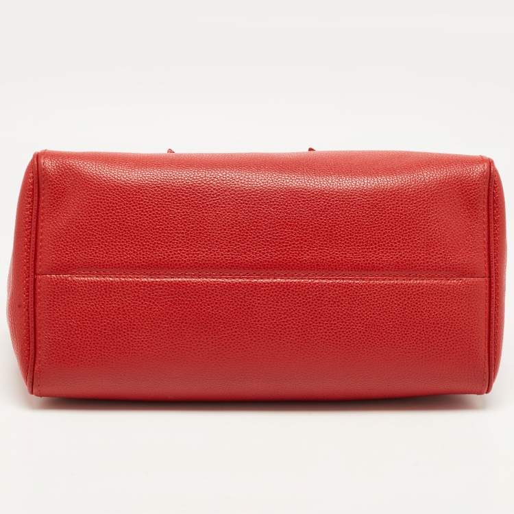 Pre Owned CH Carolina Herrera Red Leather Tempo Collection Adagio Tote