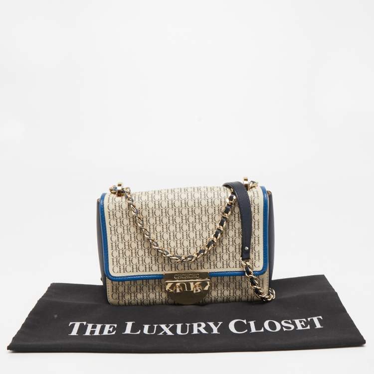 Pre Owned CH Carolina Herrera Multicolor Monogram Coated Canvas and Leather Flap Crossbody Bag