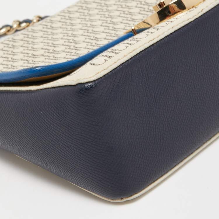 Pre Owned CH Carolina Herrera Multicolor Monogram Coated Canvas and Leather Flap Crossbody Bag