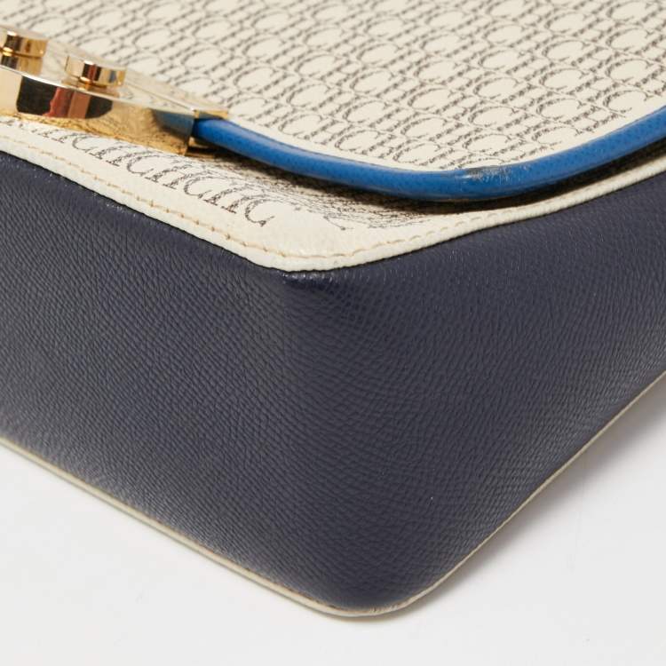 Pre Owned CH Carolina Herrera Multicolor Monogram Coated Canvas and Leather Flap Crossbody Bag