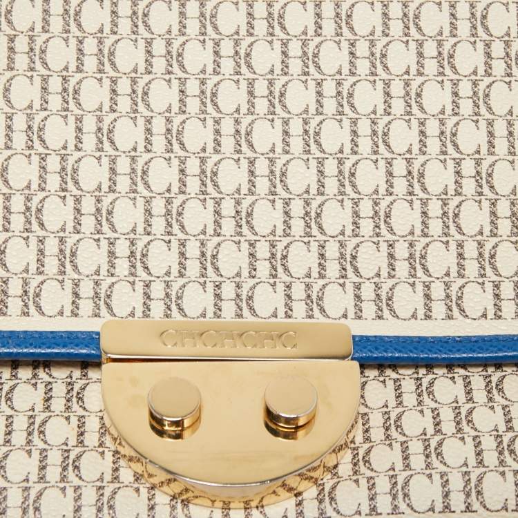 Pre Owned CH Carolina Herrera Multicolor Monogram Coated Canvas and Leather Flap Crossbody Bag