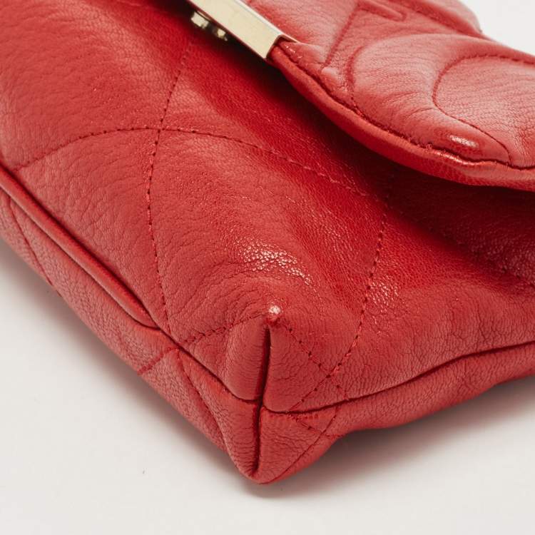 Pre Owned CH Carolina Herrera Red Quilted Leather Flap Chain Shoulder Bag