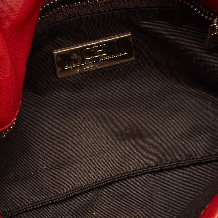 Pre Owned CH Carolina Herrera Red Quilted Leather Flap Chain Shoulder Bag
