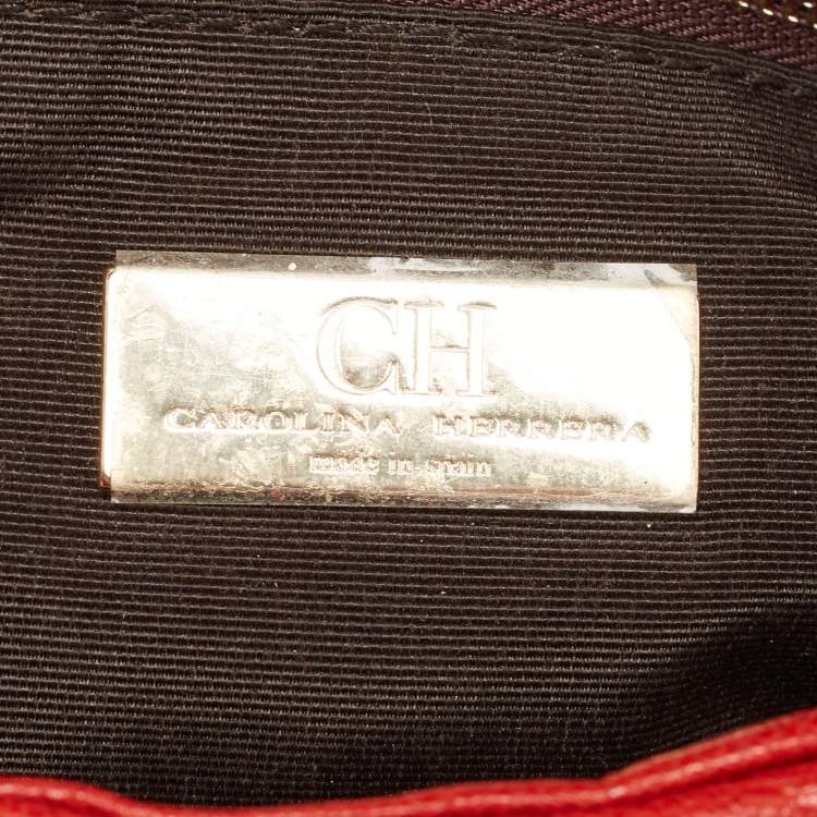 Pre Owned CH Carolina Herrera Red Quilted Leather Flap Chain Shoulder Bag