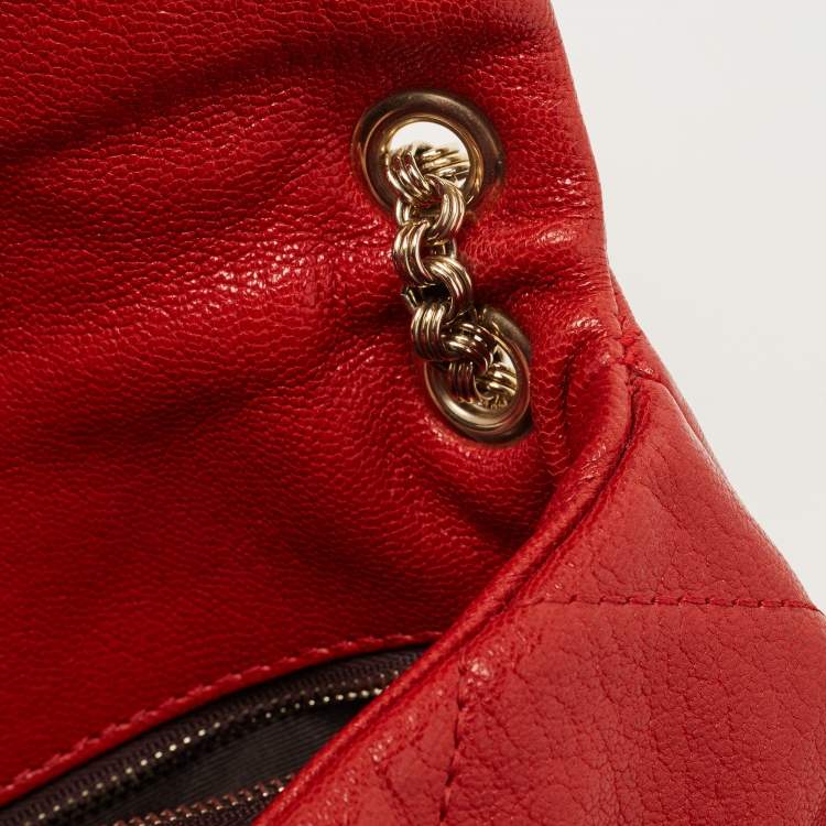 Pre Owned CH Carolina Herrera Red Quilted Leather Flap Chain Shoulder Bag