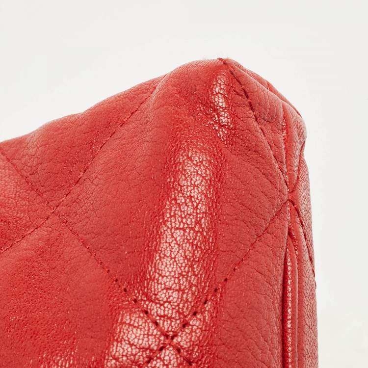 Pre Owned CH Carolina Herrera Red Quilted Leather Flap Chain Shoulder Bag