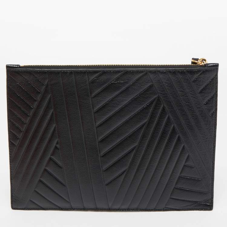Pre Owned CH Carolina Herrera Black Quilted Leather Continental Pouch