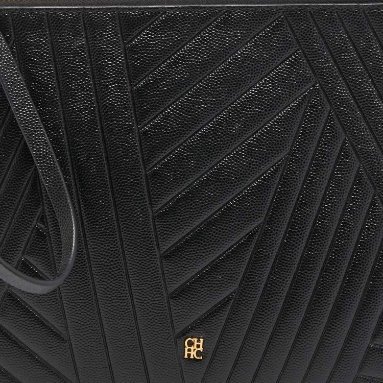 Pre Owned CH Carolina Herrera Black Quilted Leather Continental Pouch