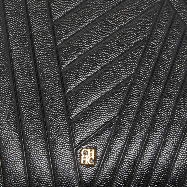 Pre Owned CH Carolina Herrera Black Quilted Leather Continental Pouch