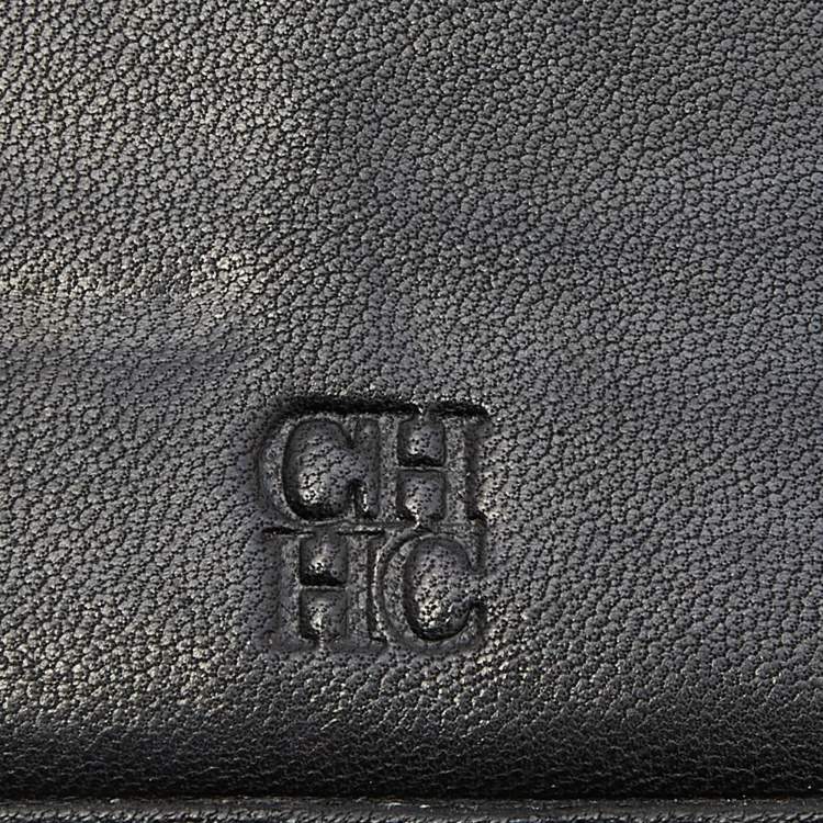 Pre Owned CH Carolina Herrera Black Quilted Leather Continental Wallet 