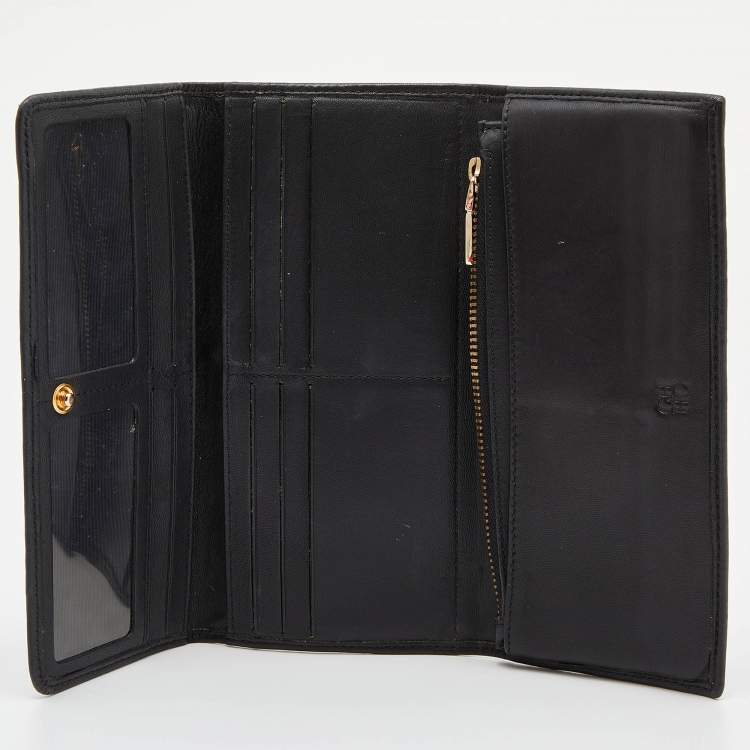 Pre Owned CH Carolina Herrera Black Quilted Leather Continental Wallet 