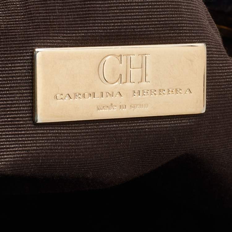 Pre Owned CH Carolina Herrera Blue Monogram Leather Poppy Hobo