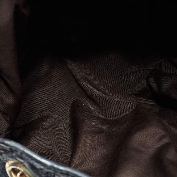 Pre Owned CH Carolina Herrera Blue Monogram Leather Poppy Hobo