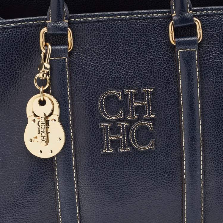 Pre Owned CH Carolina Herrera Blue Leather Andy Tote