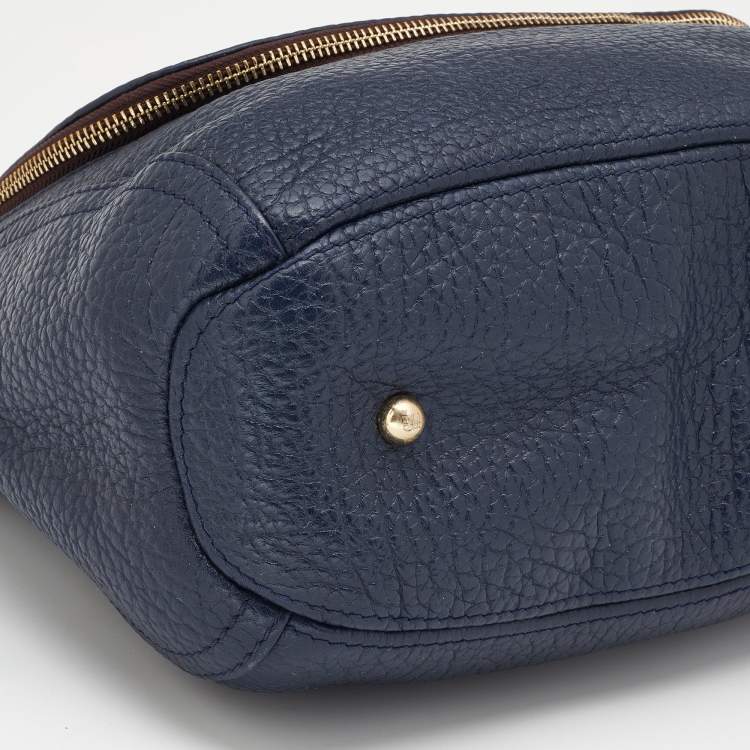 Pre Owned CH Carolina Herrera Navy Blue Leather Tassel Hobo