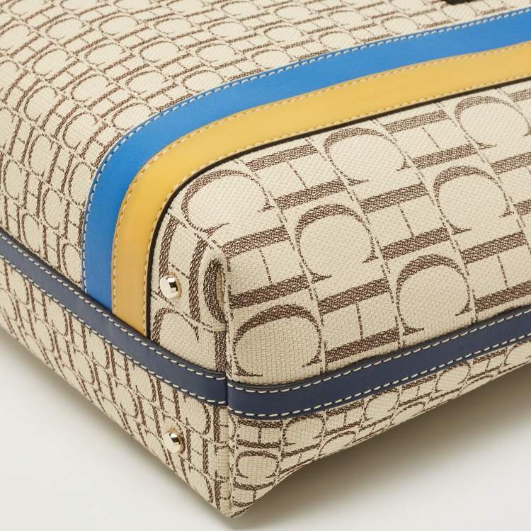 Pre Owned CH Carolina Herrera Multicolor Monogram Canvas and Leather Shopper Tote
