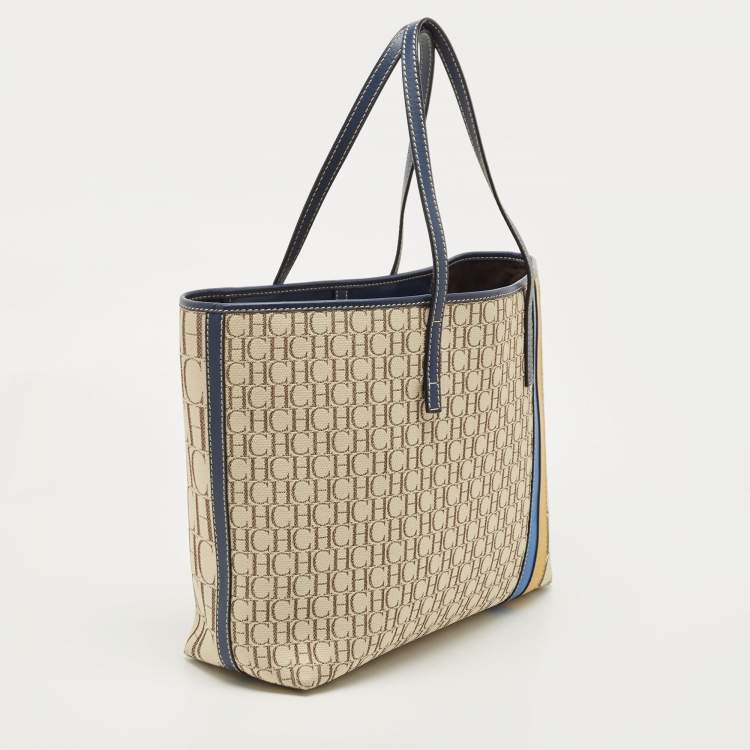 Pre Owned CH Carolina Herrera Multicolor Monogram Canvas and Leather Shopper Tote