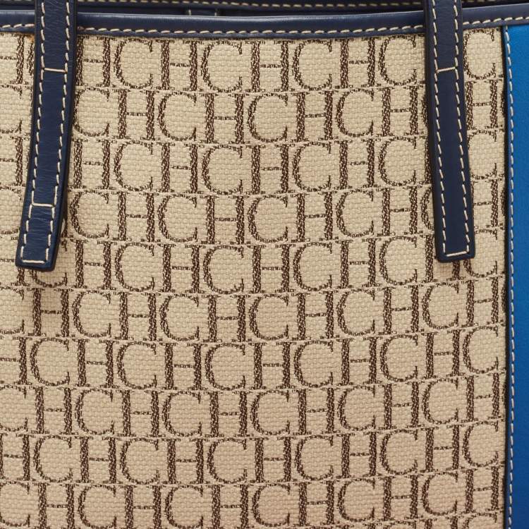 Pre Owned CH Carolina Herrera Multicolor Monogram Canvas and Leather Shopper Tote