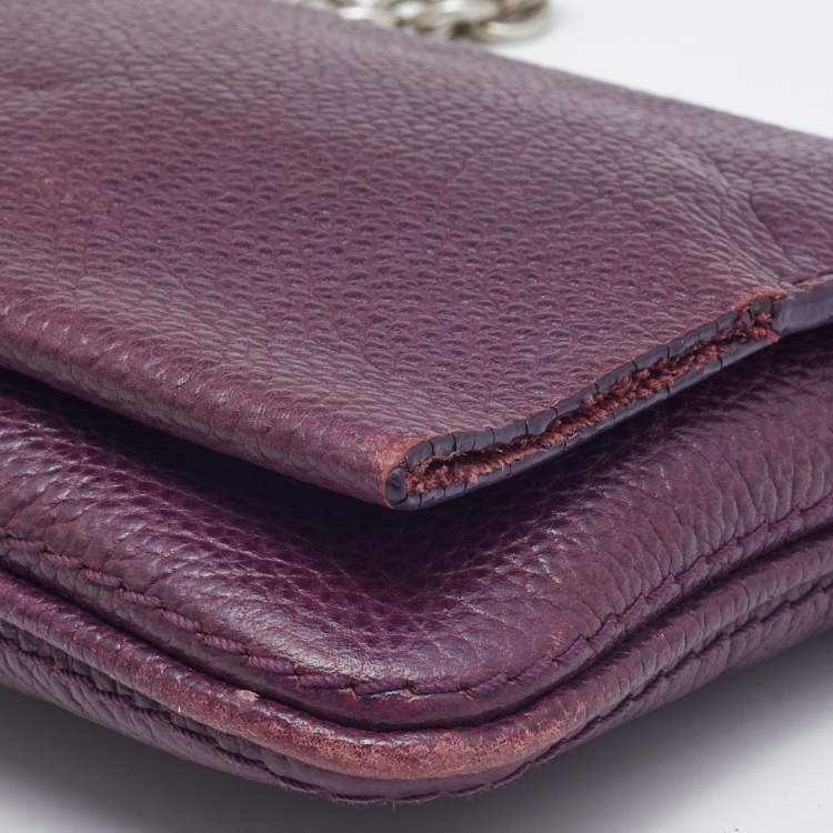 مملوكة مسبقًا CH Carolina Herrera Purple Leather Chain Flap Shoulder Bag
