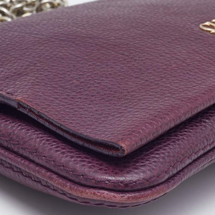 مملوكة مسبقًا CH Carolina Herrera Purple Leather Chain Flap Shoulder Bag