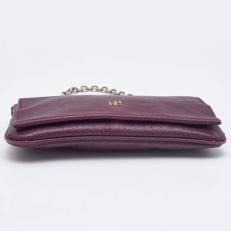 مملوكة مسبقًا CH Carolina Herrera Purple Leather Chain Flap Shoulder Bag