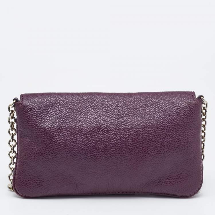 مملوكة مسبقًا CH Carolina Herrera Purple Leather Chain Flap Shoulder Bag