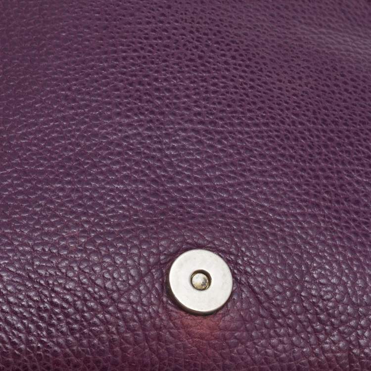 مملوكة مسبقًا CH Carolina Herrera Purple Leather Chain Flap Shoulder Bag