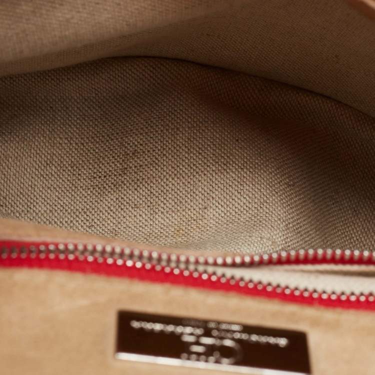 Pre Owned CH Carolina Herrera Red Embossed Leather and Patent Leather Top Handle Bag
