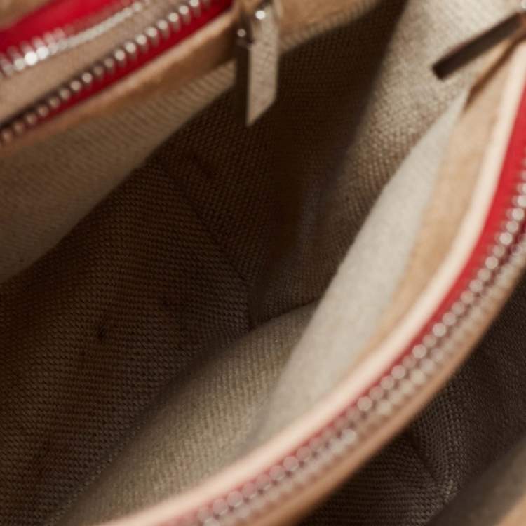 Pre Owned CH Carolina Herrera Red Embossed Leather and Patent Leather Top Handle Bag