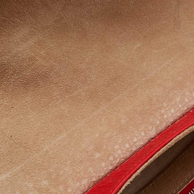 Pre Owned CH Carolina Herrera Red Embossed Leather and Patent Leather Top Handle Bag