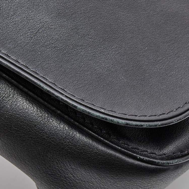 Pre Owned CH Carolina Herrera Black Leather New Baltazar Flap Shoulder Bag