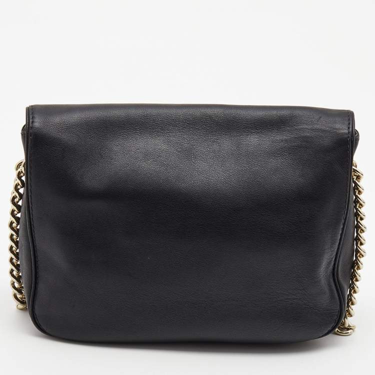 Pre Owned CH Carolina Herrera Black Leather New Baltazar Flap Shoulder Bag