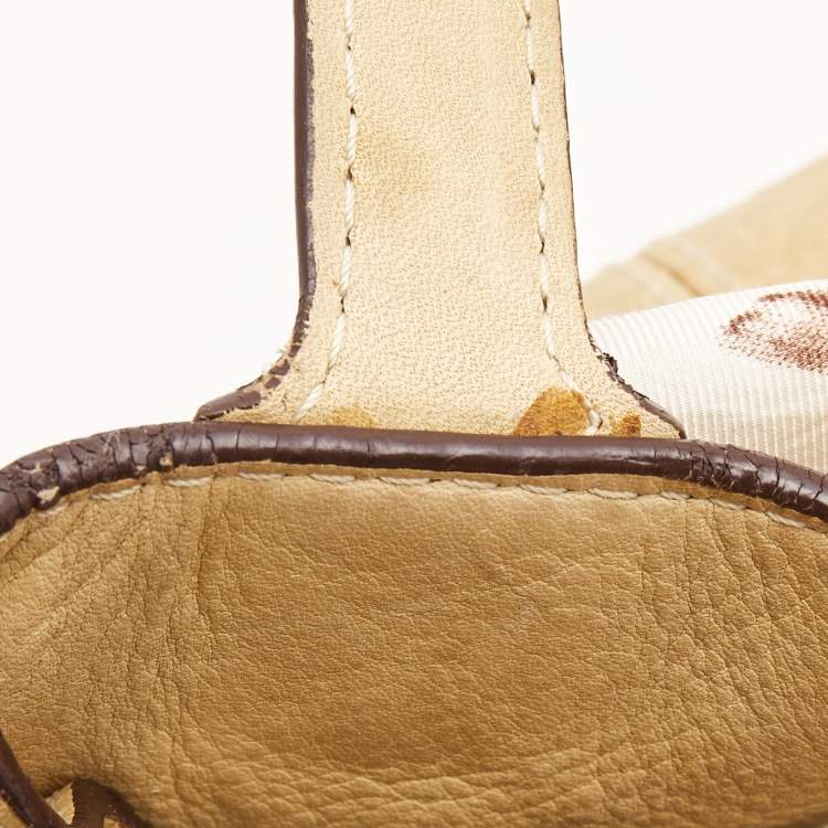 Pre Owned CH Carolina Herrera Beige Monogram Embossed Leather Scarf Tote