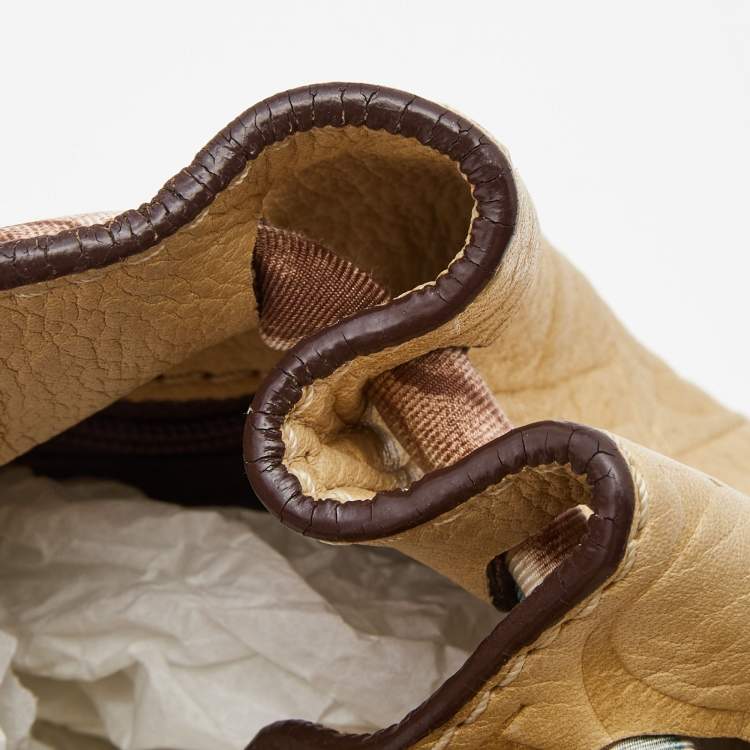 Pre Owned CH Carolina Herrera Beige Monogram Embossed Leather Scarf Tote