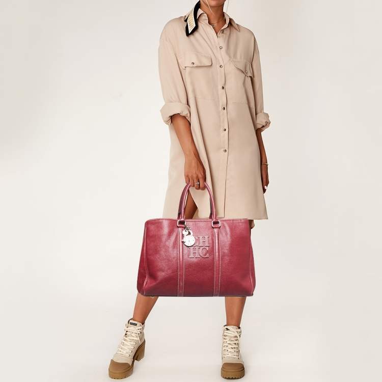 Pre Owned CH Carolina Herrera Red Leather Large Matteo Tote