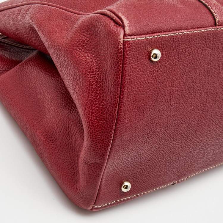 Pre Owned CH Carolina Herrera Red Leather Large Matteo Tote