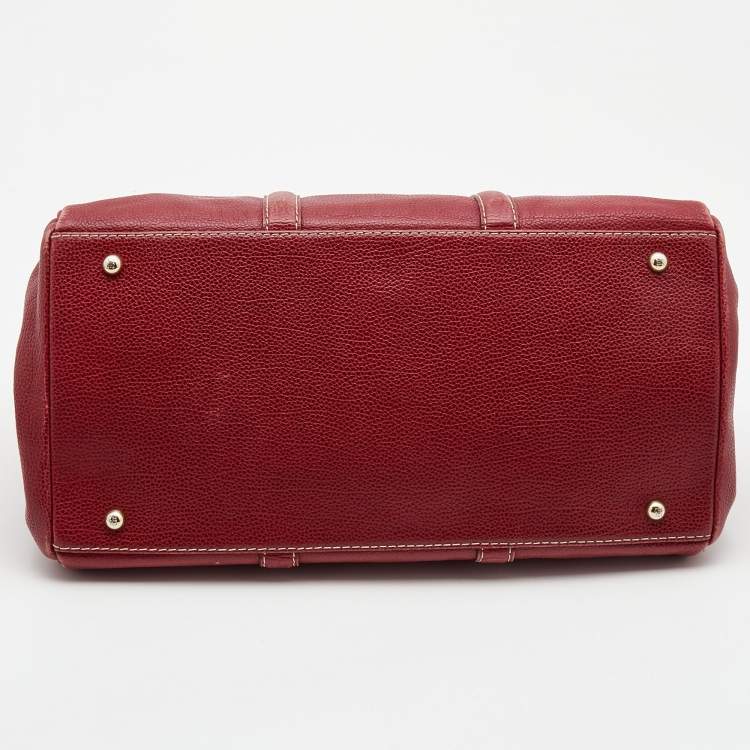 Pre Owned CH Carolina Herrera Red Leather Large Matteo Tote