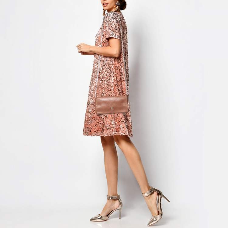Pre Owned CH Carolina Herrera Brown Leather Chain Flap Shoulder Bag