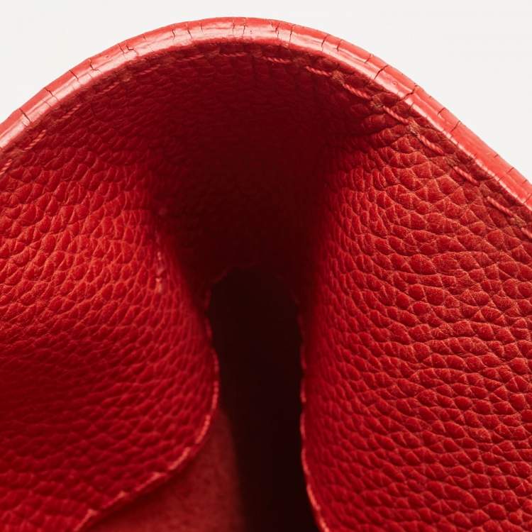 Pre Owned CH Carolina Herrera Red Monogram Leather Horizontal Shopper Tote