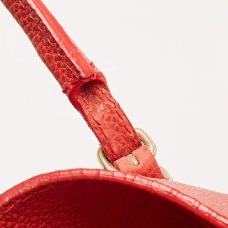Pre Owned CH Carolina Herrera Red Monogram Leather Horizontal Shopper Tote