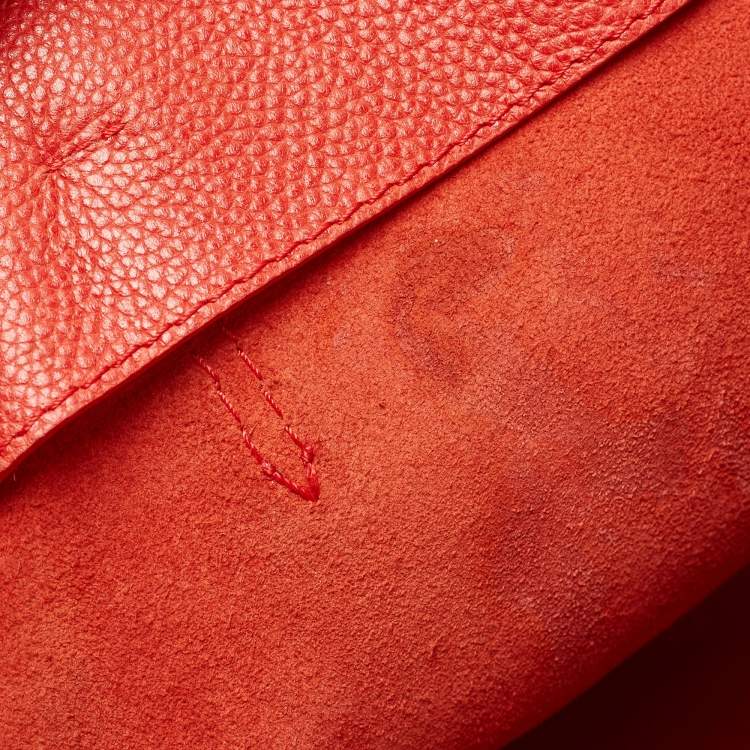Pre Owned CH Carolina Herrera Red Monogram Leather Horizontal Shopper Tote