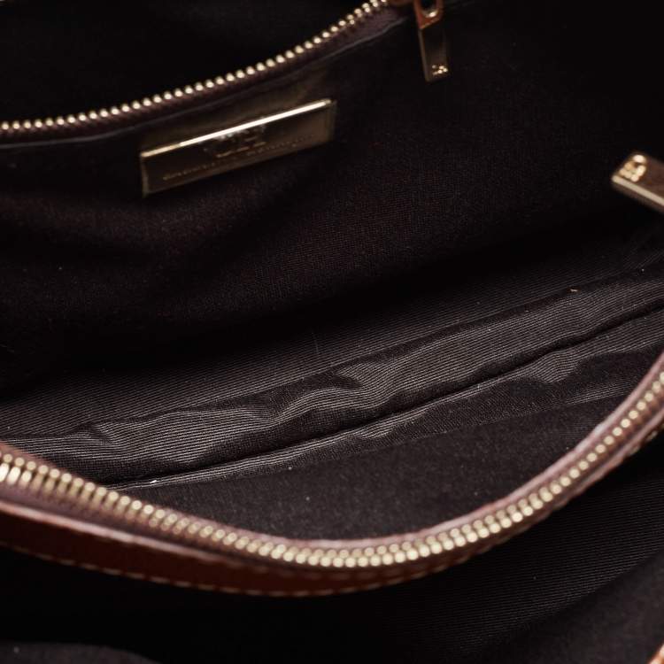 Pre Owned CH Carolina Herrera Brown Pebbled Leather Matteo Tote