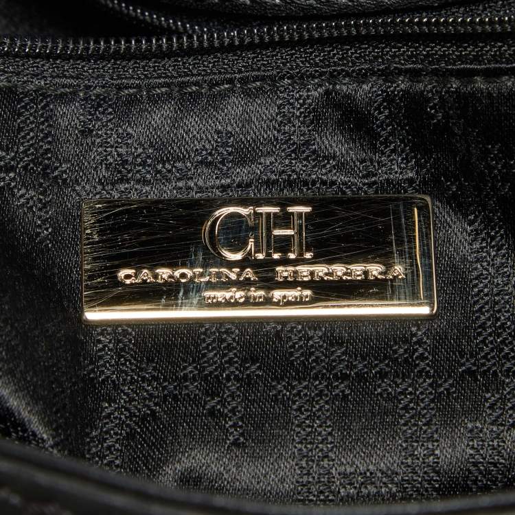 Pre Owned CH Carolina Herrera Black Leather Flap Shoulder Bag