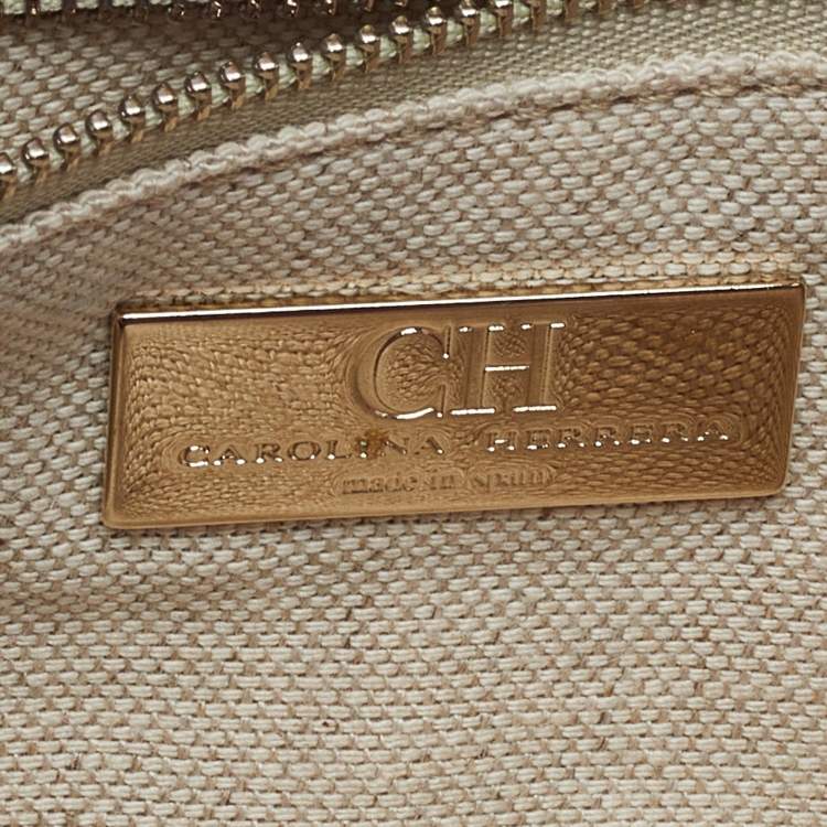 Pre Owned CH Carolina Herrera Pink Monogram Leather Jerry Chain Clutch 