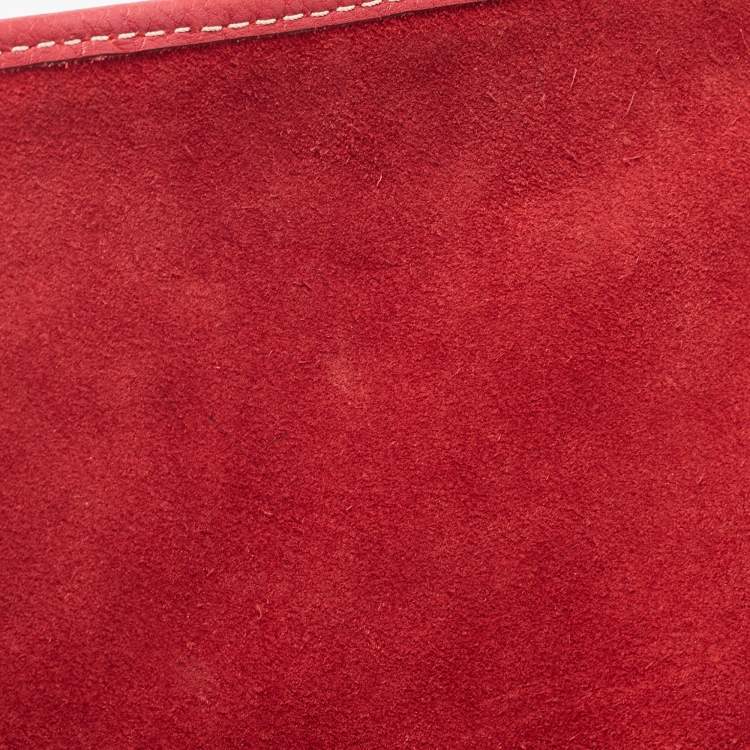Pre Owned Carolina Herrera Red Monogram Embossed Leather Flap Shoulder Bag