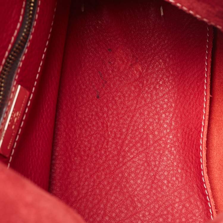 Pre Owned Carolina Herrera Red Monogram Embossed Leather Flap Shoulder Bag