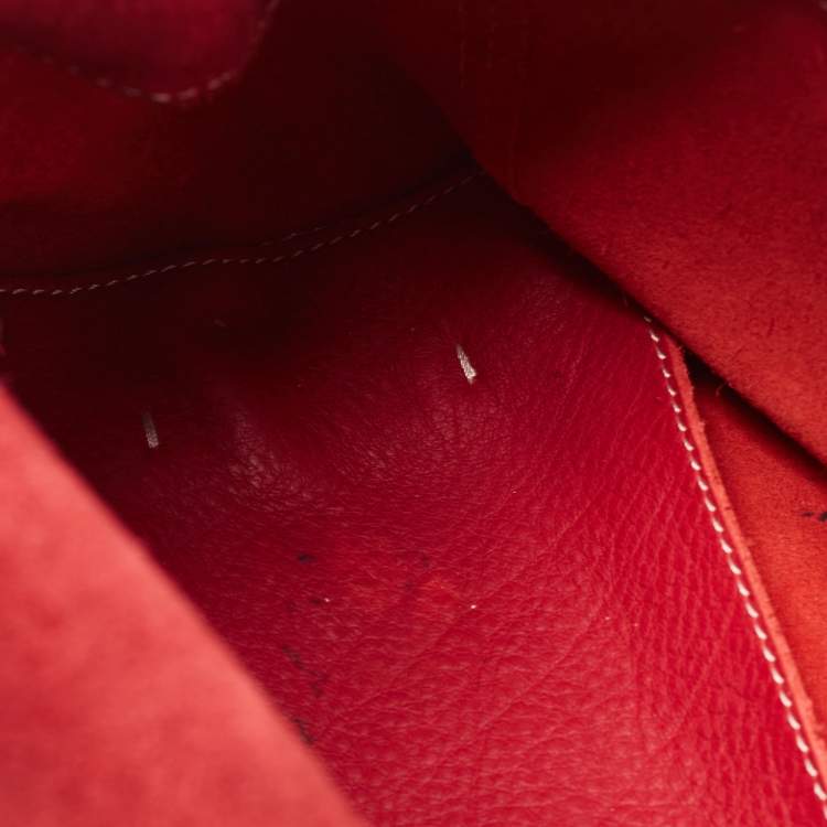 Pre Owned Carolina Herrera Red Monogram Embossed Leather Flap Shoulder Bag
