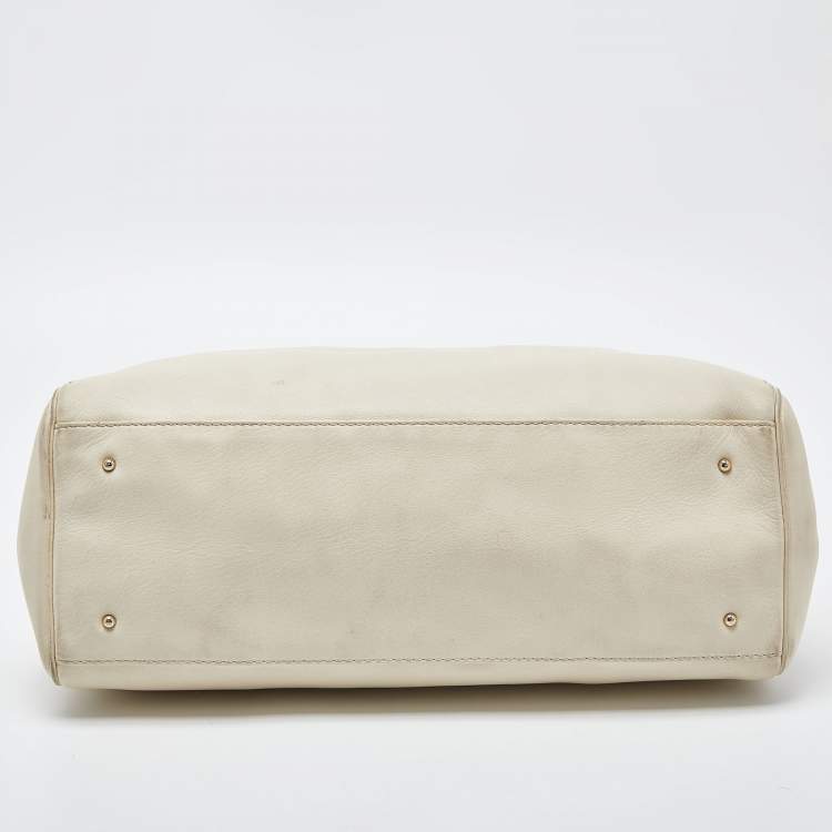 Pre Owned CH Carolina Herrera Cream Leather Tote