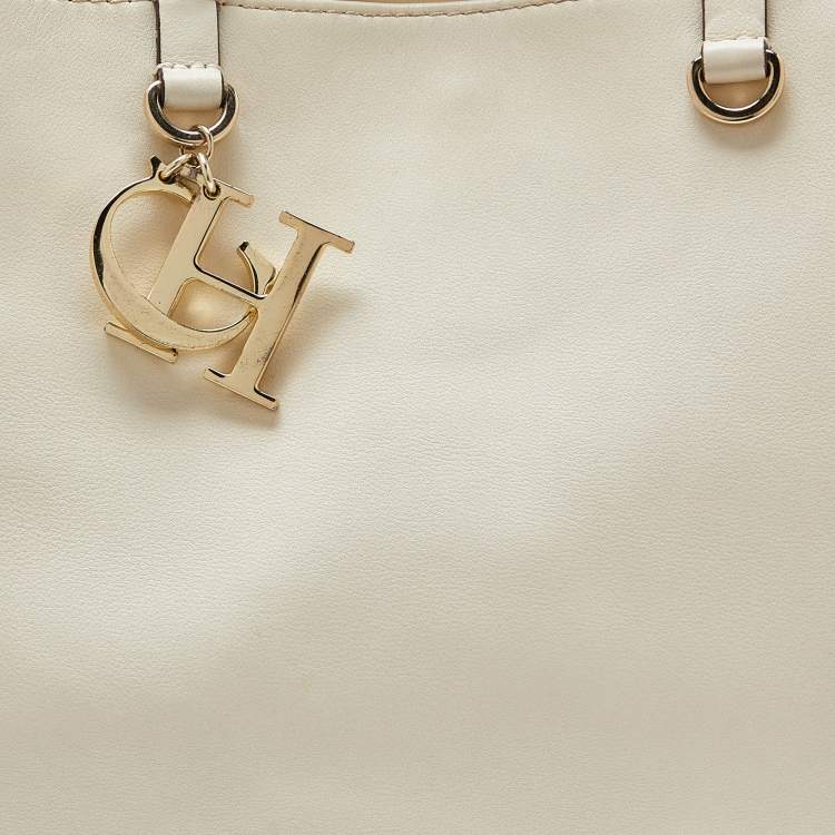 Pre Owned CH Carolina Herrera Cream Leather Tote